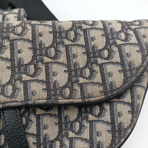 Vintage Christian Dior saddle Navy Jacquard×Leather  bum bag/waist bag | stylenewstar