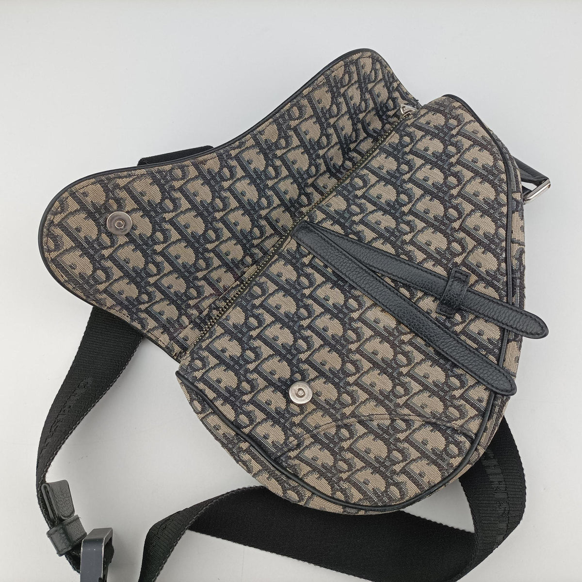 Vintage Christian Dior saddle Navy Jacquard×Leather  bum bag/waist bag | stylenewstar