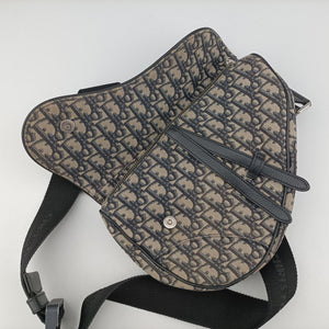 Vintage Christian Dior saddle Navy Jacquard×Leather  bum bag/waist bag | stylenewstar