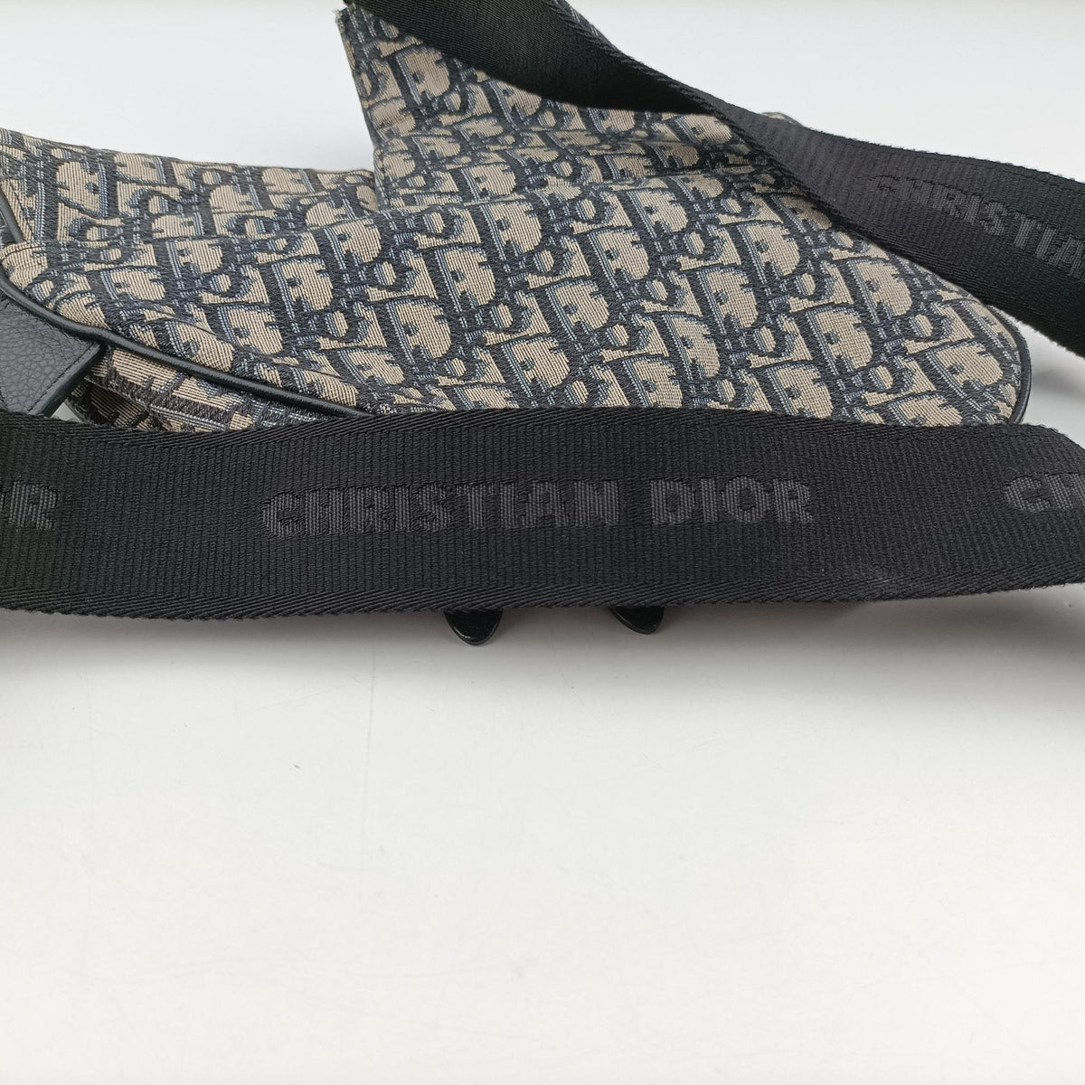 Vintage Christian Dior saddle Navy Jacquard×Leather  bum bag/waist bag | stylenewstar