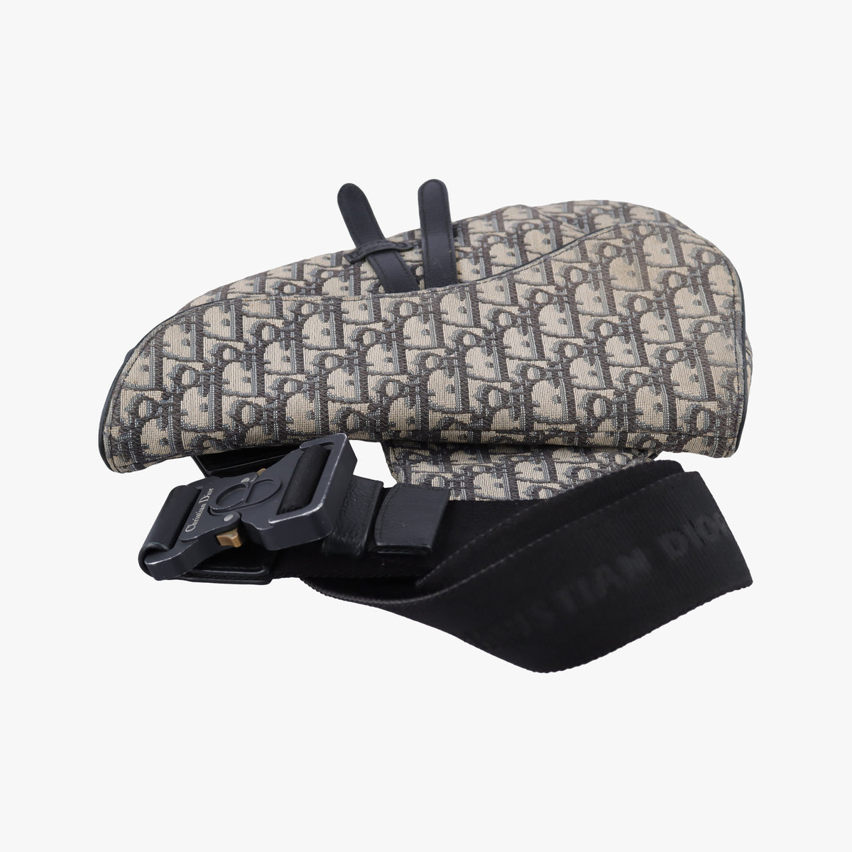 Vintage Christian Dior saddle Navy Jacquard×Leather  bum bag/waist bag | stylenewstar