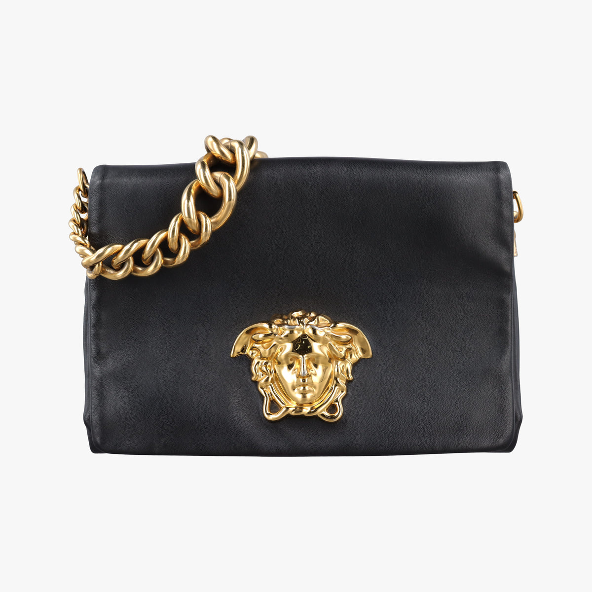 Pre-owned VERSACE La Medusa Black Leather  shoulderbag | stylenewstar
