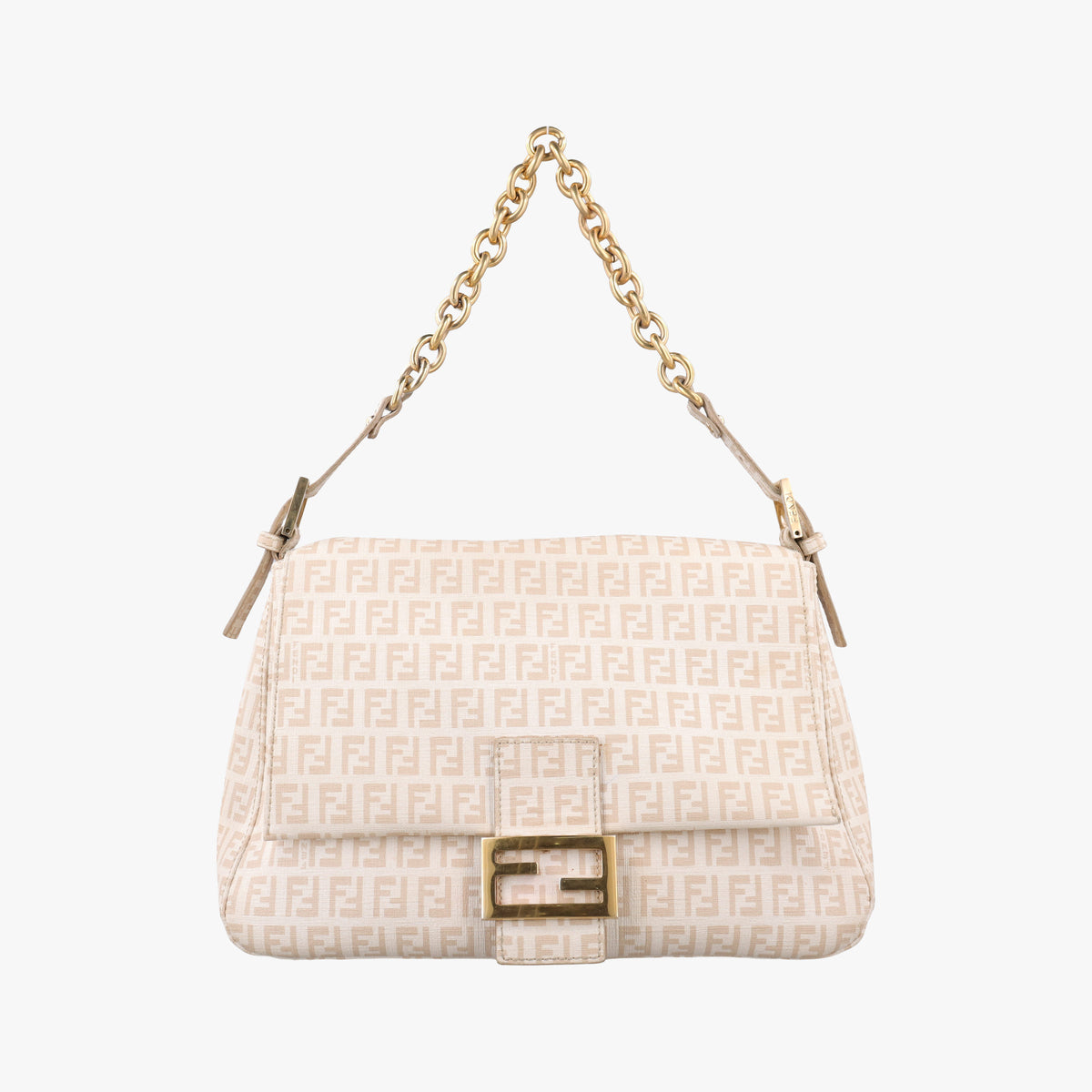 Pre-owned Fendi Baguette Zucchino Beige PVC coated canvas 8BR001 shoulderbag | stylenewstar