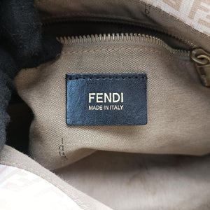 Pre-owned Fendi Baguette Zucchino Beige PVC coated canvas 8BR001 shoulderbag | stylenewstar