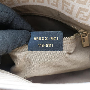 Pre-owned Fendi Baguette Zucchino Beige PVC coated canvas 8BR001 shoulderbag | stylenewstar