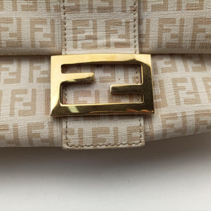 Pre-owned Fendi Baguette Zucchino Beige PVC coated canvas 8BR001 shoulderbag | stylenewstar