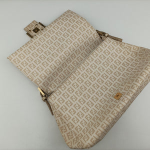 Pre-owned Fendi Baguette Zucchino Beige PVC coated canvas 8BR001 shoulderbag | stylenewstar