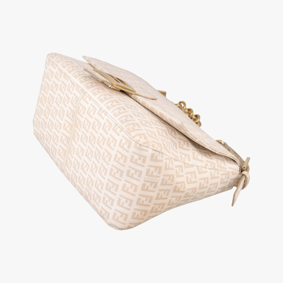 Pre-owned Fendi Baguette Zucchino Beige PVC coated canvas 8BR001 shoulderbag | stylenewstar