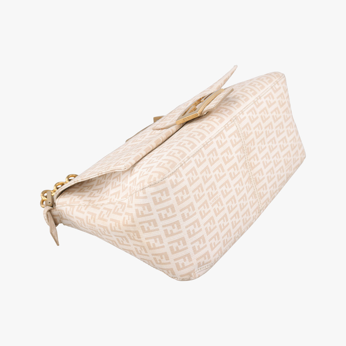 Pre-owned Fendi Baguette Zucchino Beige PVC coated canvas 8BR001 shoulderbag | stylenewstar