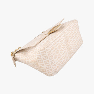 Pre-owned Fendi Baguette Zucchino Beige PVC coated canvas 8BR001 shoulderbag | stylenewstar
