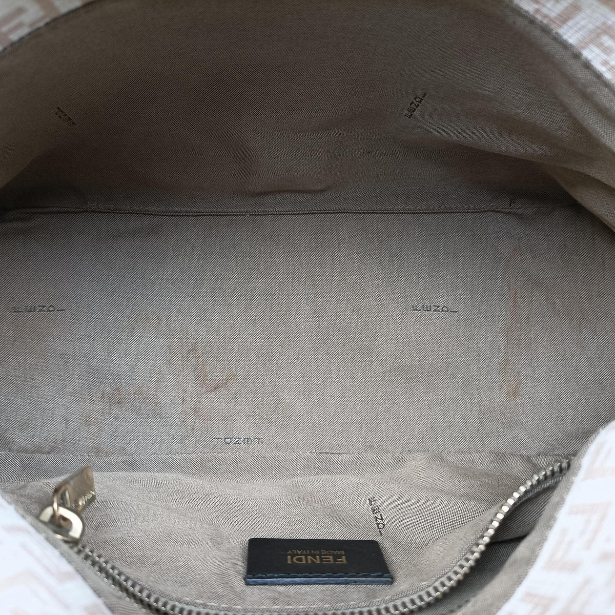 Pre-owned Fendi Baguette Zucchino Beige PVC coated canvas 8BR001 shoulderbag | stylenewstar