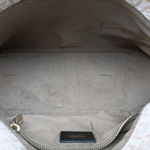 Pre-owned Fendi Baguette Zucchino Beige PVC coated canvas 8BR001 shoulderbag | stylenewstar