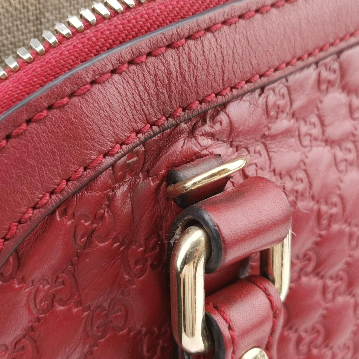 Pre-owned Gucci Microguccissima Red Leather 449654 shoulderbag | stylenewstar