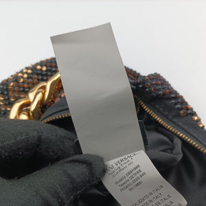 Vintage VERSACE Crystal Hobo Black Satin  shoulderbag | stylenewstar