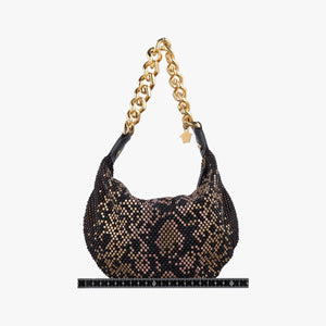 Vintage VERSACE Crystal Hobo Black Satin  shoulderbag | stylenewstar