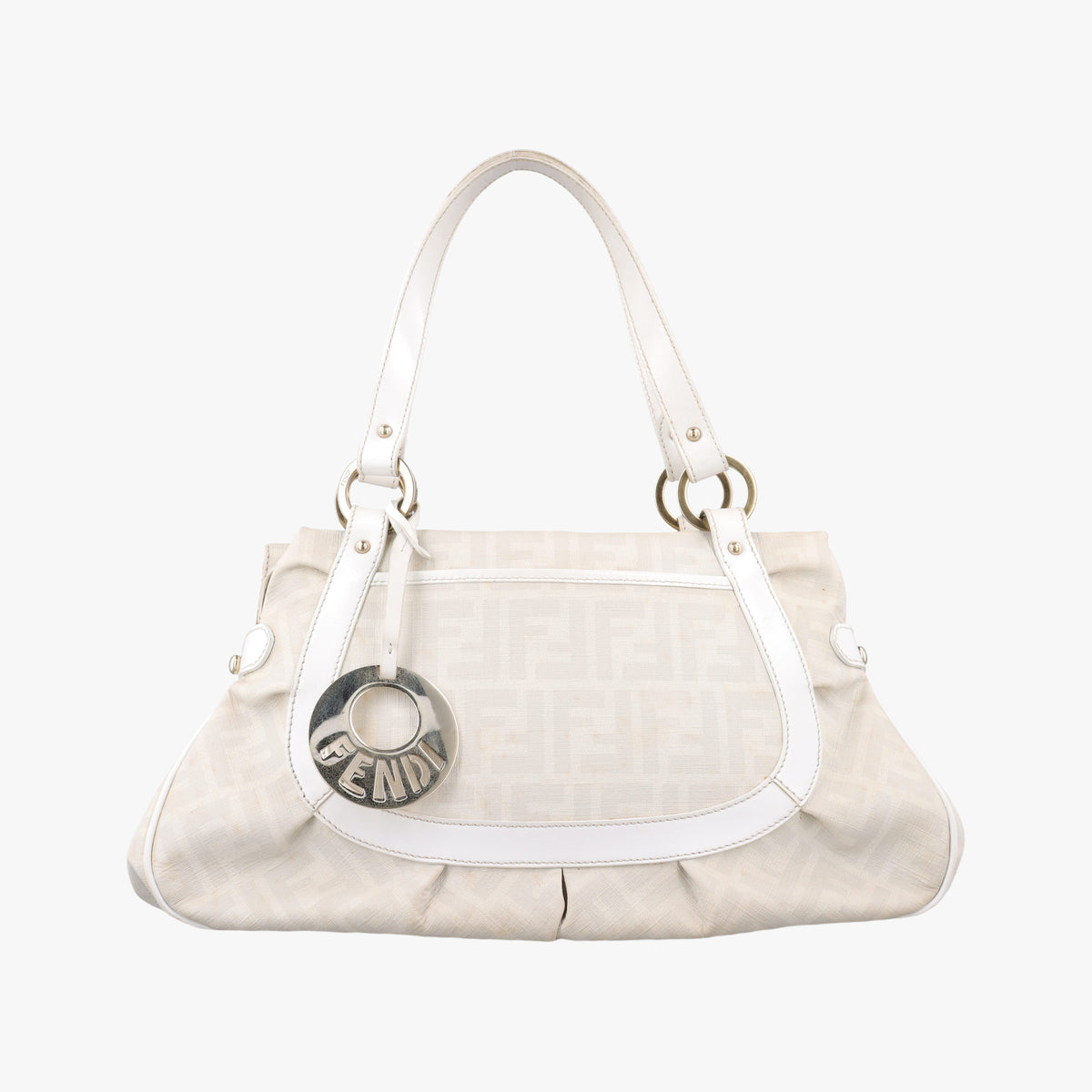 Pre-owned Fendi Chef White PVC coated canvas 8BR628 handbag | stylenewstar