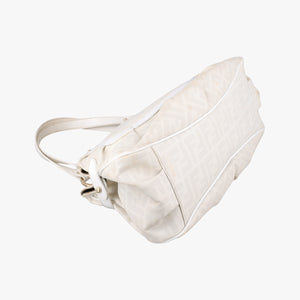 Pre-owned Fendi Chef White PVC coated canvas 8BR628 handbag | stylenewstar