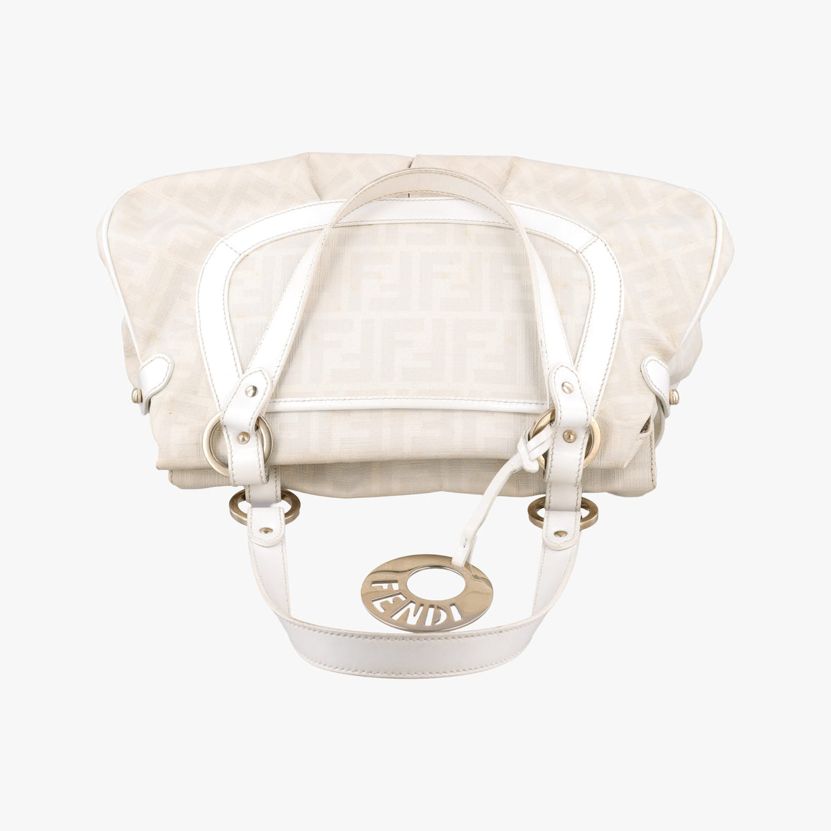Pre-owned Fendi Chef White PVC coated canvas 8BR628 handbag | stylenewstar