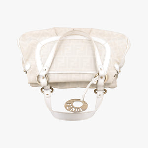 Pre-owned Fendi Chef White PVC coated canvas 8BR628 handbag | stylenewstar