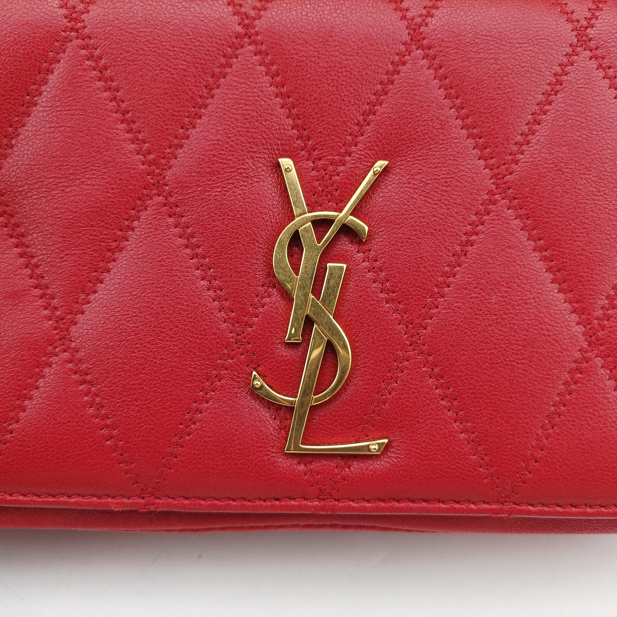 Pre-owned Yves Saint Laurent ANGIE Red Leather 568906 shoulderbag | stylenewstar