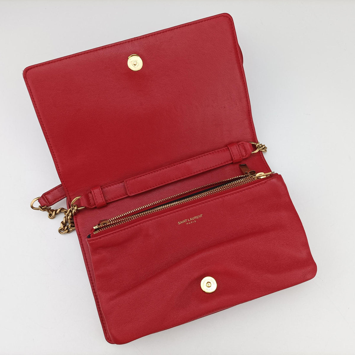 Pre-owned Yves Saint Laurent ANGIE Red Leather 568906 shoulderbag | stylenewstar
