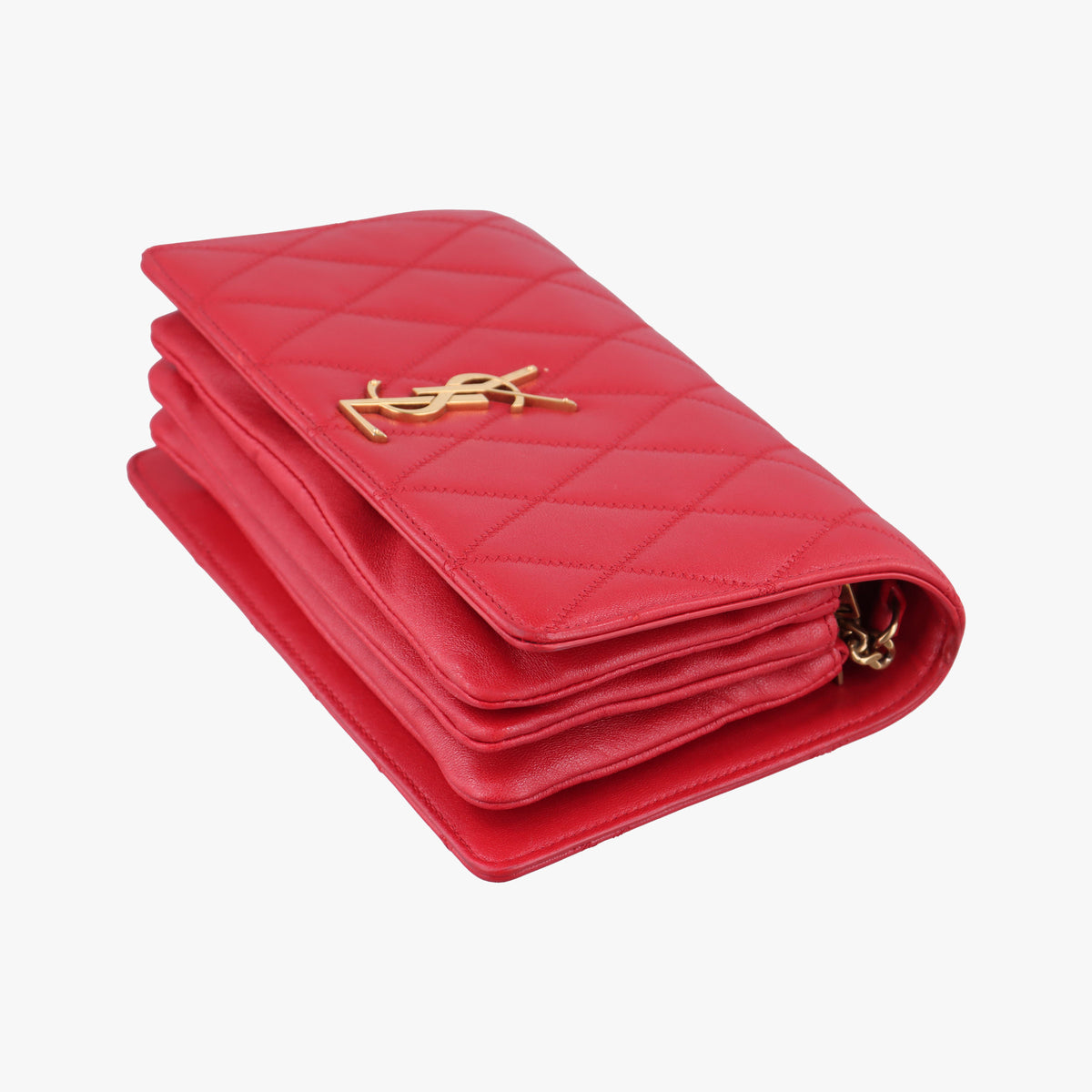 Pre-owned Yves Saint Laurent ANGIE Red Leather 568906 shoulderbag | stylenewstar