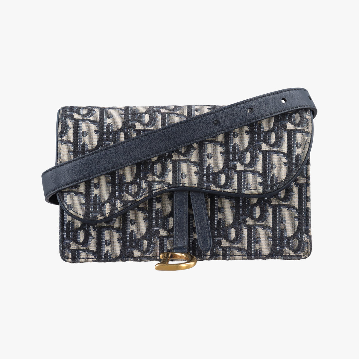 Pre-owned Christian Dior Saddle Navy jacquard  bum bag/waist bag | stylenewstar