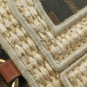 Pre-owned Fendi Nano Step Out IvoryxBrown Straw×Canvas×Leather 7AS189 shoulderbag | stylenewstar