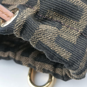 Pre-owned Fendi Nano Step Out IvoryxBrown Straw×Canvas×Leather 7AS189 shoulderbag | stylenewstar