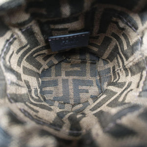 Pre-owned Fendi Nano Step Out IvoryxBrown Straw×Canvas×Leather 7AS189 shoulderbag | stylenewstar