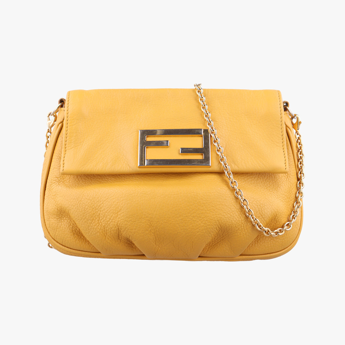 Pre-owned Fendi Fendista Pochette Yellow Leather 8M0376 shoulderbag | stylenewstar