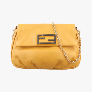 Pre-owned Fendi Fendista Pochette Yellow Leather 8M0376 shoulderbag | stylenewstar