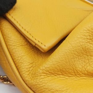 Pre-owned Fendi Fendista Pochette Yellow Leather 8M0376 shoulderbag | stylenewstar