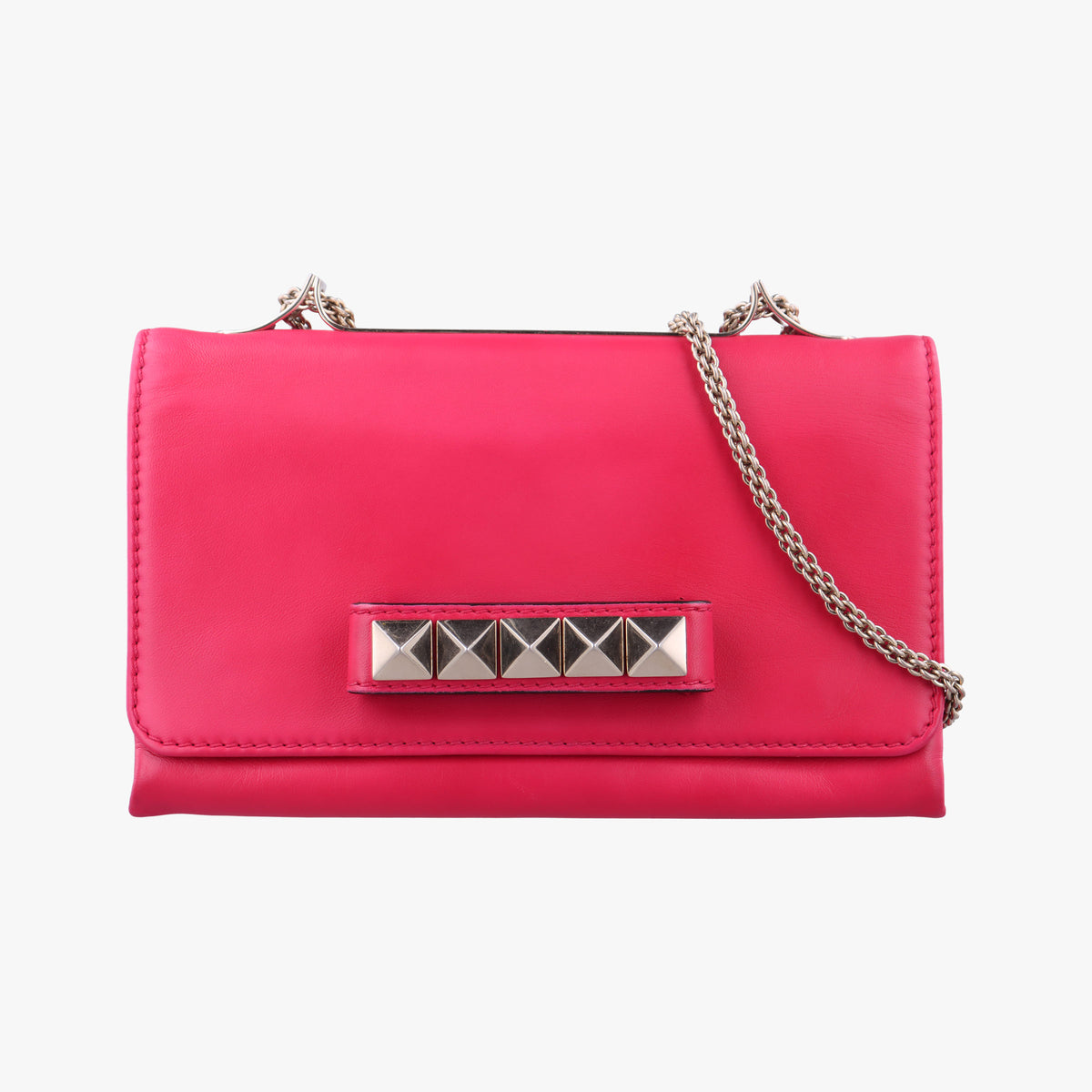 Pre-owned Valentino Rockstud Va Va Voom Rose Leather  shoulderbag | stylenewstar