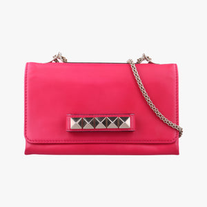 Pre-owned Valentino Rockstud Va Va Voom Rose Leather  shoulderbag | stylenewstar