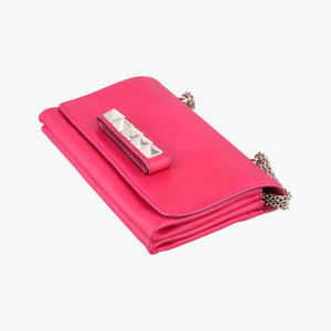 Pre-owned Valentino Rockstud Va Va Voom Rose Leather  shoulderbag | stylenewstar