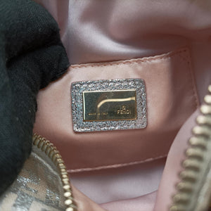 Pre-owned Fendi Zucchino Glitter Logo Pink Canvas 8BL071 handbag | stylenewstar