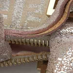 Pre-owned Fendi Zucchino Glitter Logo Pink Canvas 8BL071 handbag | stylenewstar