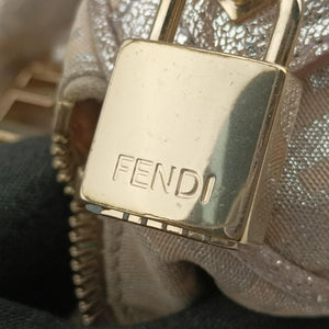 Pre-owned Fendi Zucchino Glitter Logo Pink Canvas 8BL071 handbag | stylenewstar
