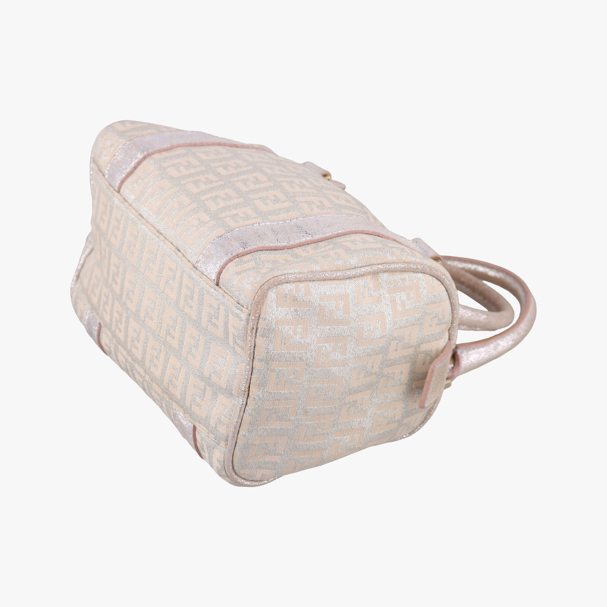 Pre-owned Fendi Zucchino Glitter Logo Pink Canvas 8BL071 handbag | stylenewstar