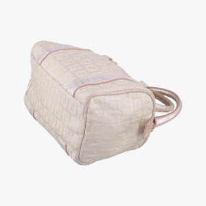 Pre-owned Fendi Zucchino Glitter Logo Pink Canvas 8BL071 handbag | stylenewstar