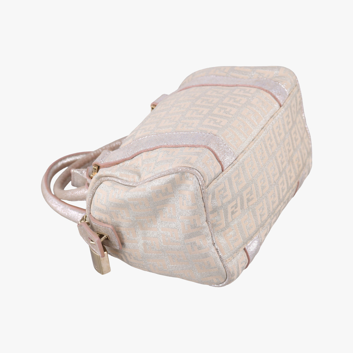 Pre-owned Fendi Zucchino Glitter Logo Pink Canvas 8BL071 handbag | stylenewstar