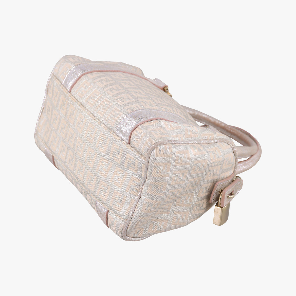 Pre-owned Fendi Zucchino Glitter Logo Pink Canvas 8BL071 handbag | stylenewstar