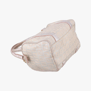 Pre-owned Fendi Zucchino Glitter Logo Pink Canvas 8BL071 handbag | stylenewstar