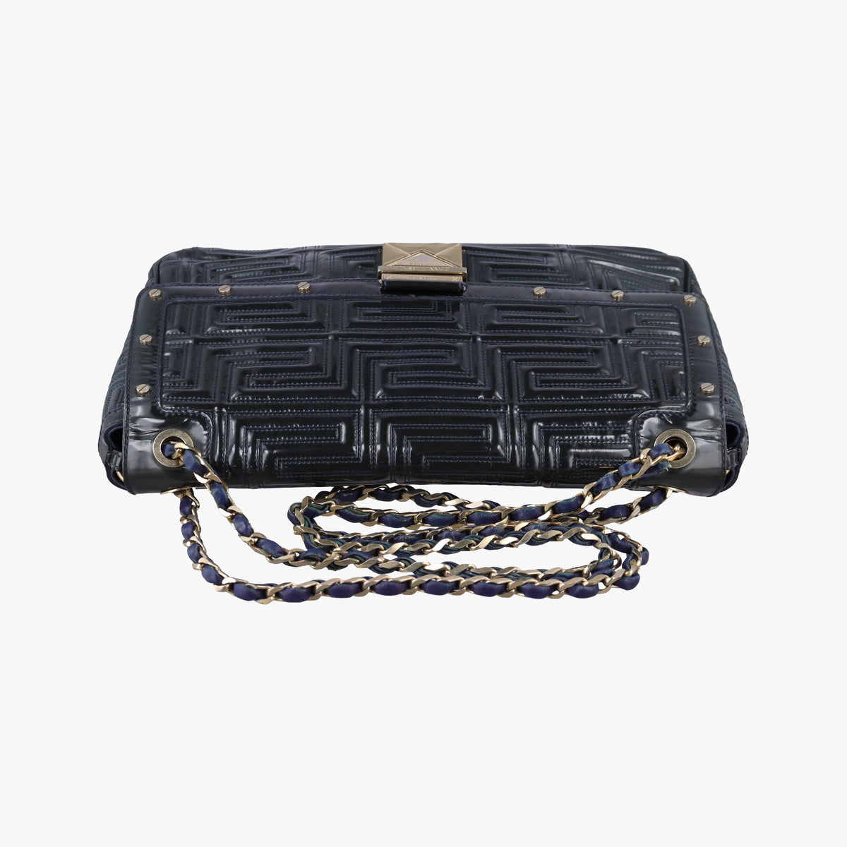 Pre-owned VERSACE Couture quilted Black Patent Leather  shoulderbag | stylenewstar