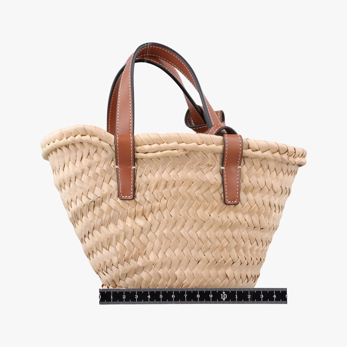 Pre-owned Celine Teen Triomphe Pannier Beige×Brown Leather×straw  shoulderbag | stylenewstar