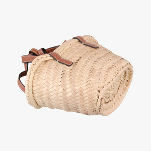 Pre-owned Celine Teen Triomphe Pannier Beige×Brown Leather×straw  shoulderbag | stylenewstar