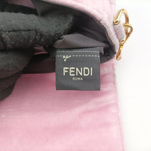Secondhand Fendi BAGUETTE Pink velour 8BS017 shoulderbag | stylenewstar