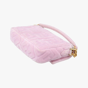 Secondhand Fendi BAGUETTE Pink velour 8BS017 shoulderbag | stylenewstar