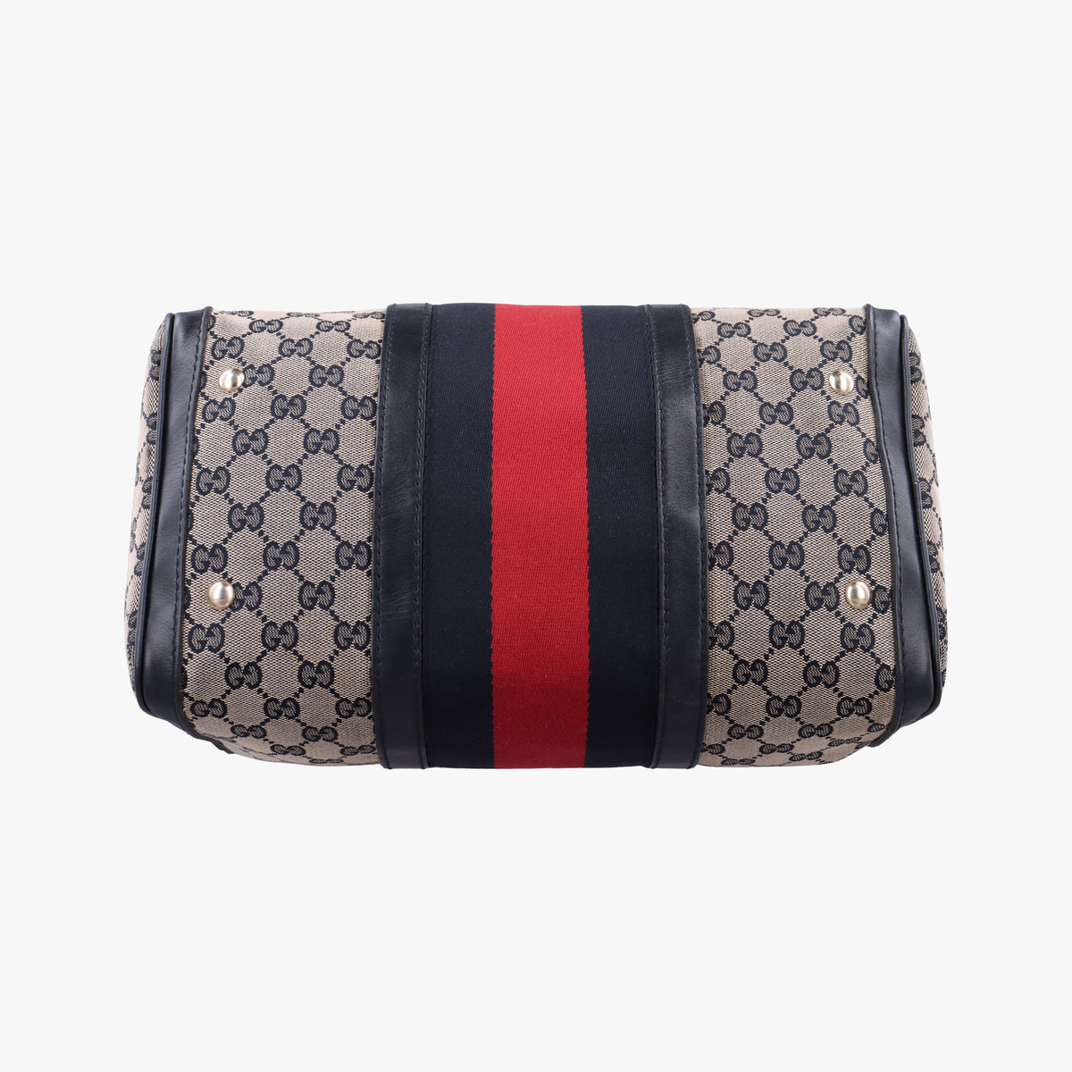 Pre-owned Gucci Sherry Line navy×red×beige canvas×leather 247205 shoulderbag | stylenewstar